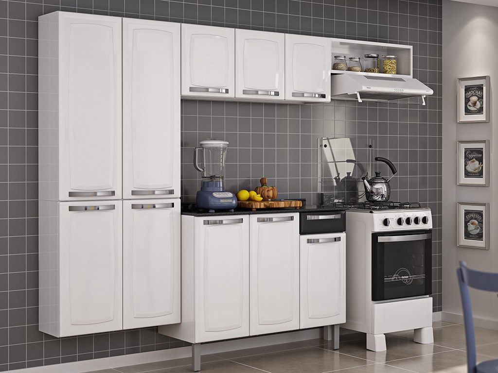 Cozinha Compacta Itatiaia Rose 7 Portas Aço + Balcão com
