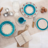 Aparelho de Jantar 20 Peças Biona Cerâmica – Redondo Branco e Azul Donna