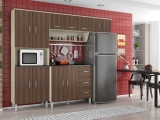Cozinha Compacta Poliman Móveis Franciele – 9 Portas + Balcão com Tampo 2 Portas 3 Gavetas