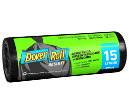 Dover-Roll Saco Para Lixo Resist 15 Litros Preto Rolo Com 40 Sacos