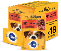 Pack 18un Ração Úmida Pedigree Carne ao Molho Cães Adultos de Raças Pequenas – 18 unidades