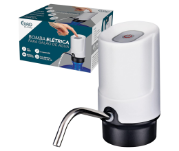 Bomba Elétrica Plus para Galão de Água, recarregável USB, Branca, BMB0679, Euro Home