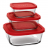 Conjunto de utensílios de cozinha vermelho 9 peças com suporte – Basic+