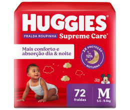 Fralda Huggies Supreme Care Roupinha M – 72 Fraldas