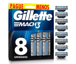 Gillette Mach3 – Carga para Aparelho de Barbear, Leve 8 Pague 6