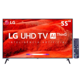 Smart TV LED 55″ UHD 4K LG 55UM7520PSB com ThinQ AI Inteligência Artificial, IPS, Quad Core, HDR Ativo, DTS Virtual X, WebOS 4.5, Bluetooth e HDMI