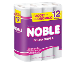 Papel Higiênico Folha Dupla Noble Neutro 12 Rolos de 20m, NOBLE