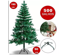 Árvore De Natal Tradicional 1,80m Com 500 Galhos