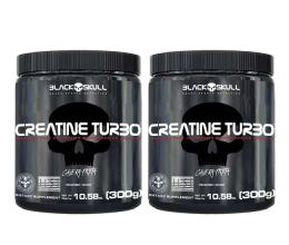Kit 2X Creatine Turbo Suplemento Alimentar Black Skull 300g Caveira Preta Creatina Monohidratada Sem Sabor