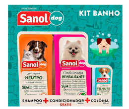 Kit Shampoo + Condicionador + Colônia – Sanol Dog