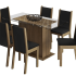 Conjunto Sala de Jantar Madesa Maris Mesa Tampo de Madeira com 6 Cadeiras – Rustic/Bege Marrom