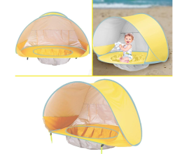 Barraca de praia infantil com piscina e proteção UV (Amarelo)