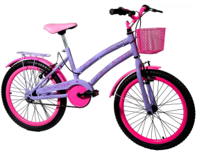 Bicicleta Infantil Aro 20 Colli Ciça Lilás – com Cesta Freio V-Brake