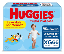 Huggies Tripla Proteção Xg – Fraldas, Tamanho XG (12 a 15 kg), 66 Unidades