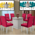 Conjunto De Mesa Para Sala De Jantar Polonia Com Vidro e 6 Cadeiras