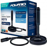 Aquario DTV-100 Antena Digital interna HDTV Cabo com Conector F Macho, Preto